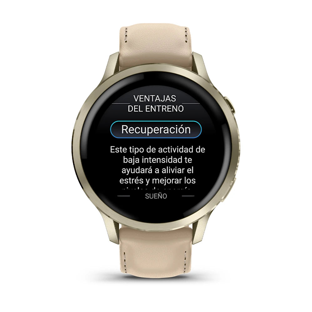 Garmin Venu 4 41mm Dorado/Blanco + Correa Cuero Beige