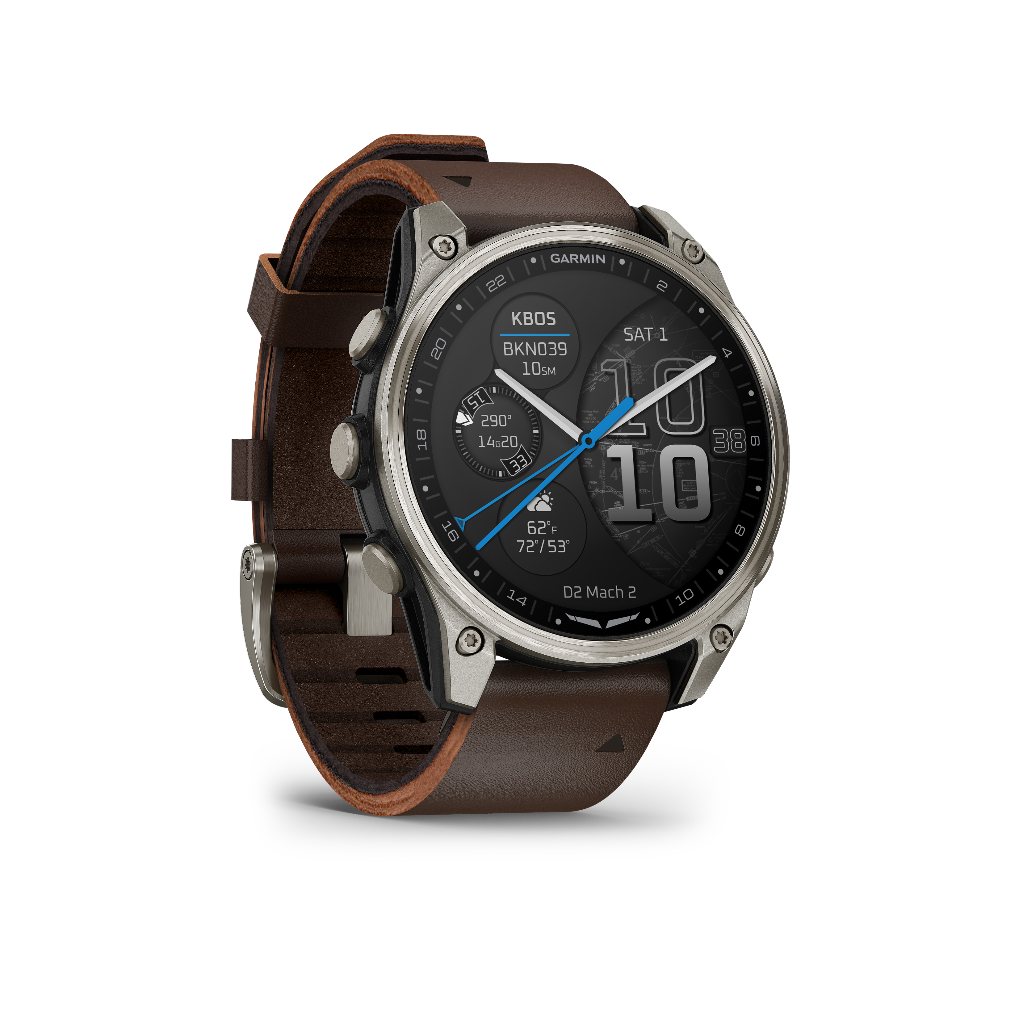 Reloj GPS Garmin D2 Mach 2 Cuero para Aviación (47mm)