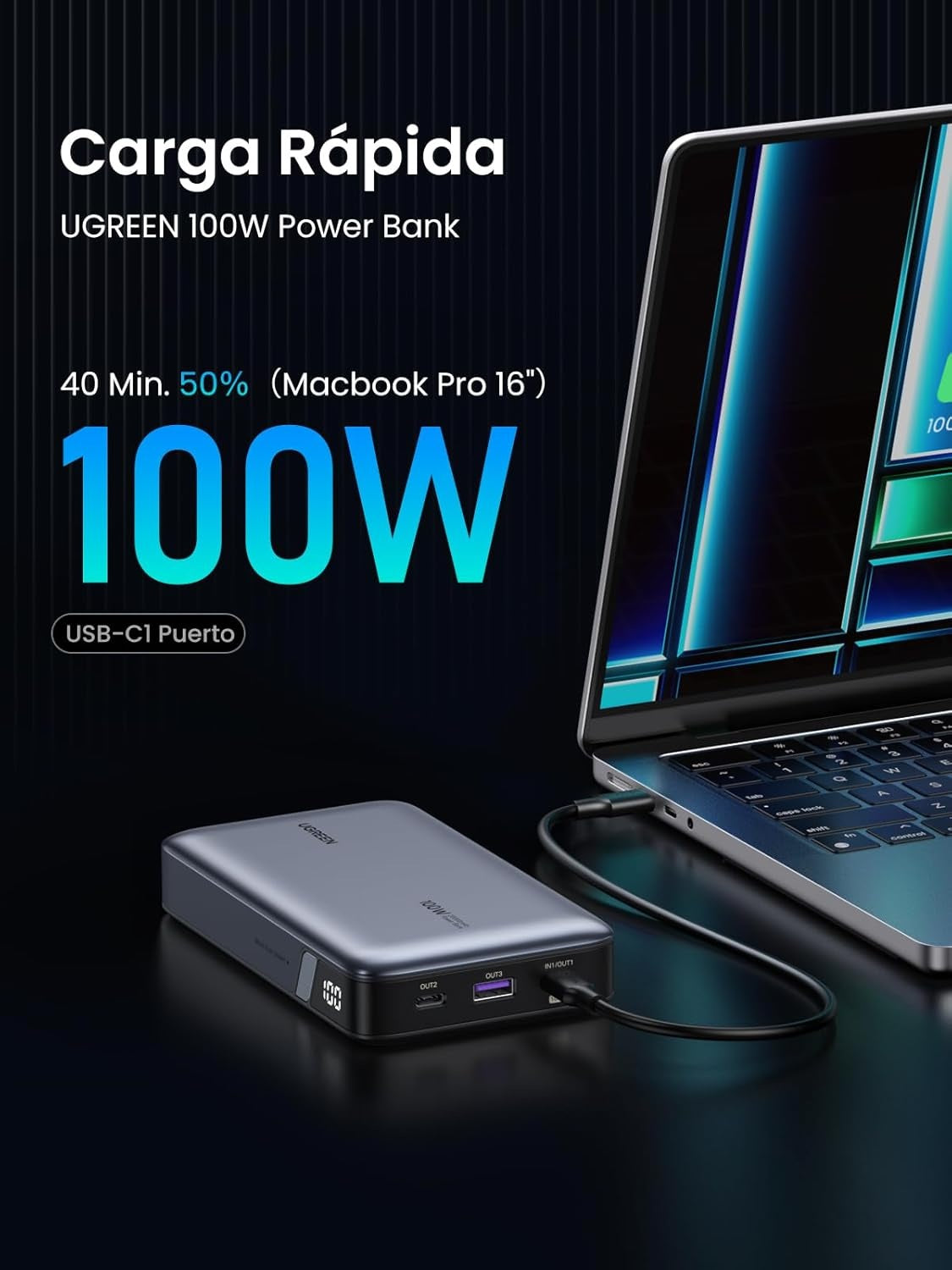 UGreen Power Bank Carga Rapida 20000mAh 100W