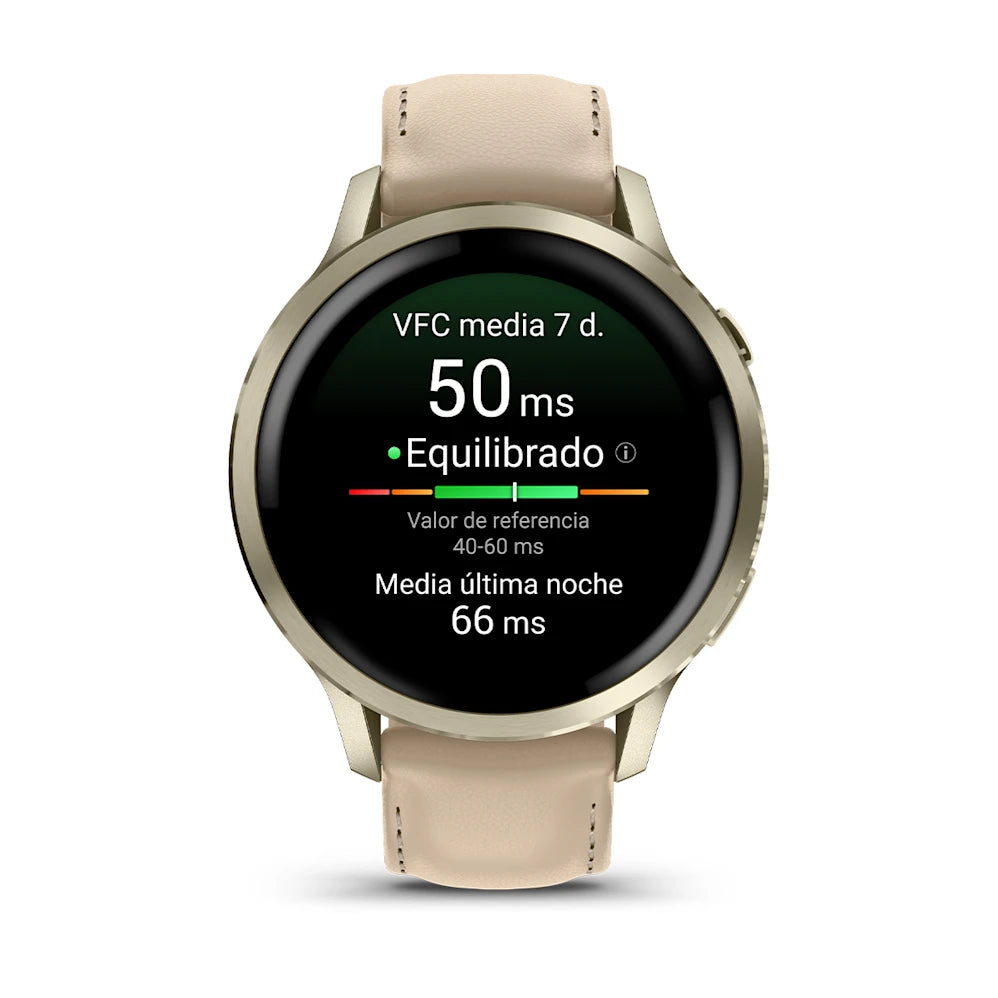 Garmin Venu 4 41mm Dorado/Blanco + Correa Cuero Beige