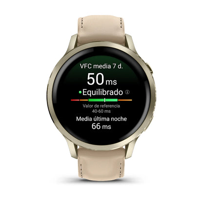 Garmin Venu 4 41mm Dorado/Blanco + Correa Cuero Beige