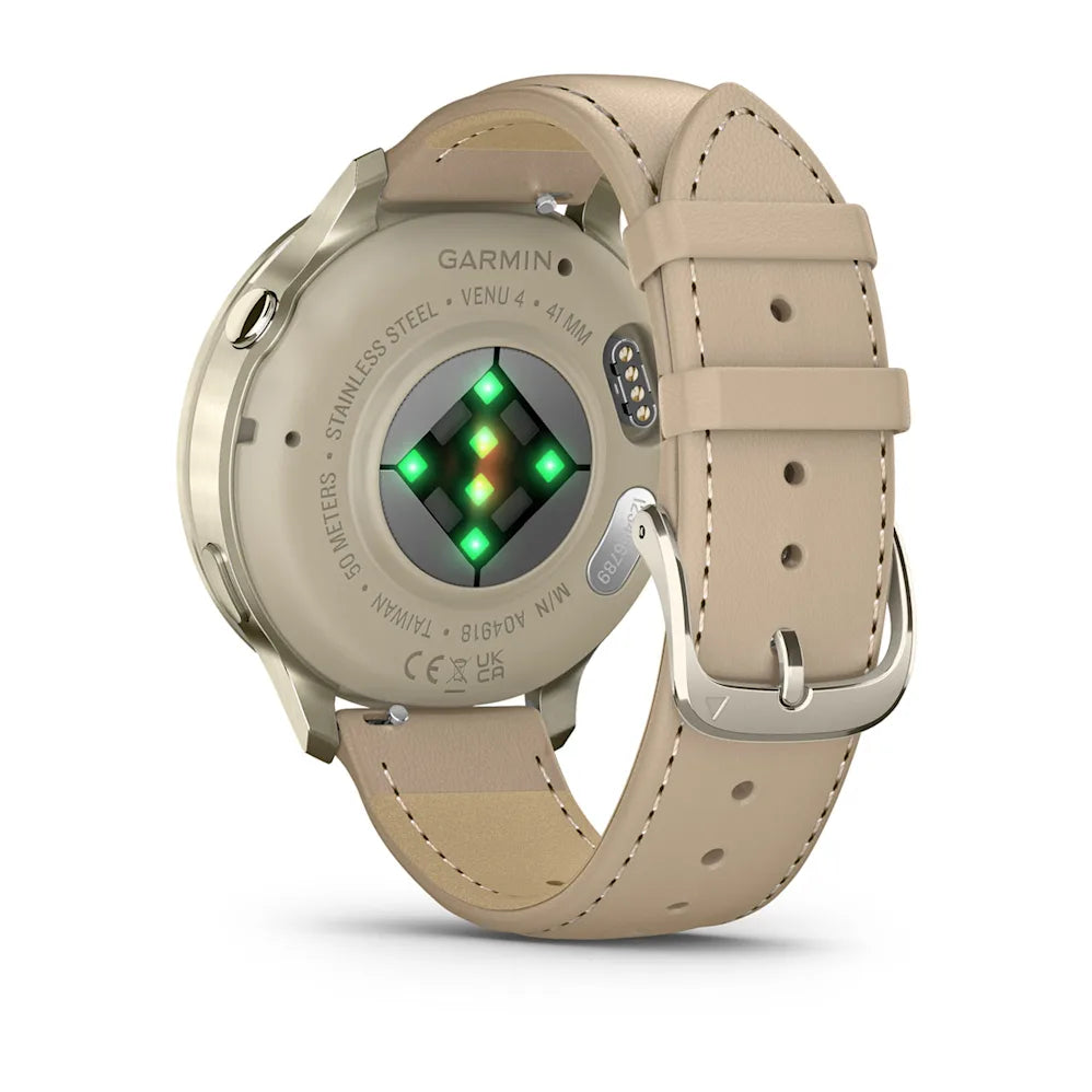 Garmin Venu 4 41mm Dorado/Blanco + Correa Cuero Beige