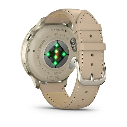 Garmin Venu 4 41mm Dorado/Blanco + Correa Cuero Beige