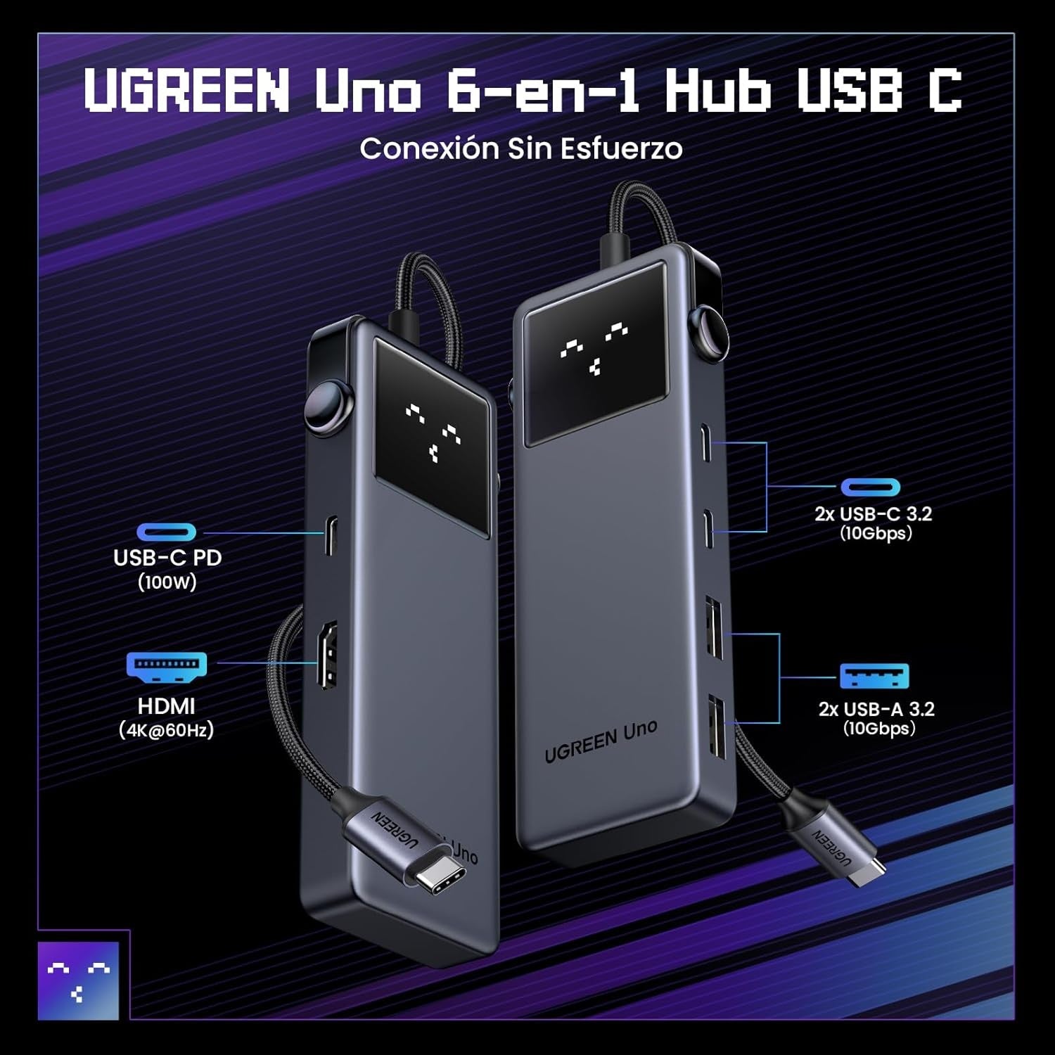 UGreen Ono Robot Hub USB-C 6 en 1 4K 60Hz