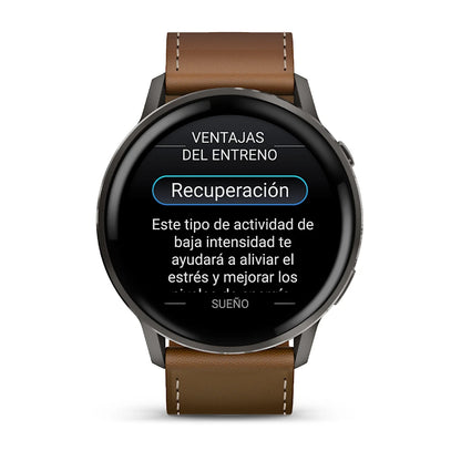 Garmin Venu 4 45mm Gris/Negro + Correa Cuero Marrón