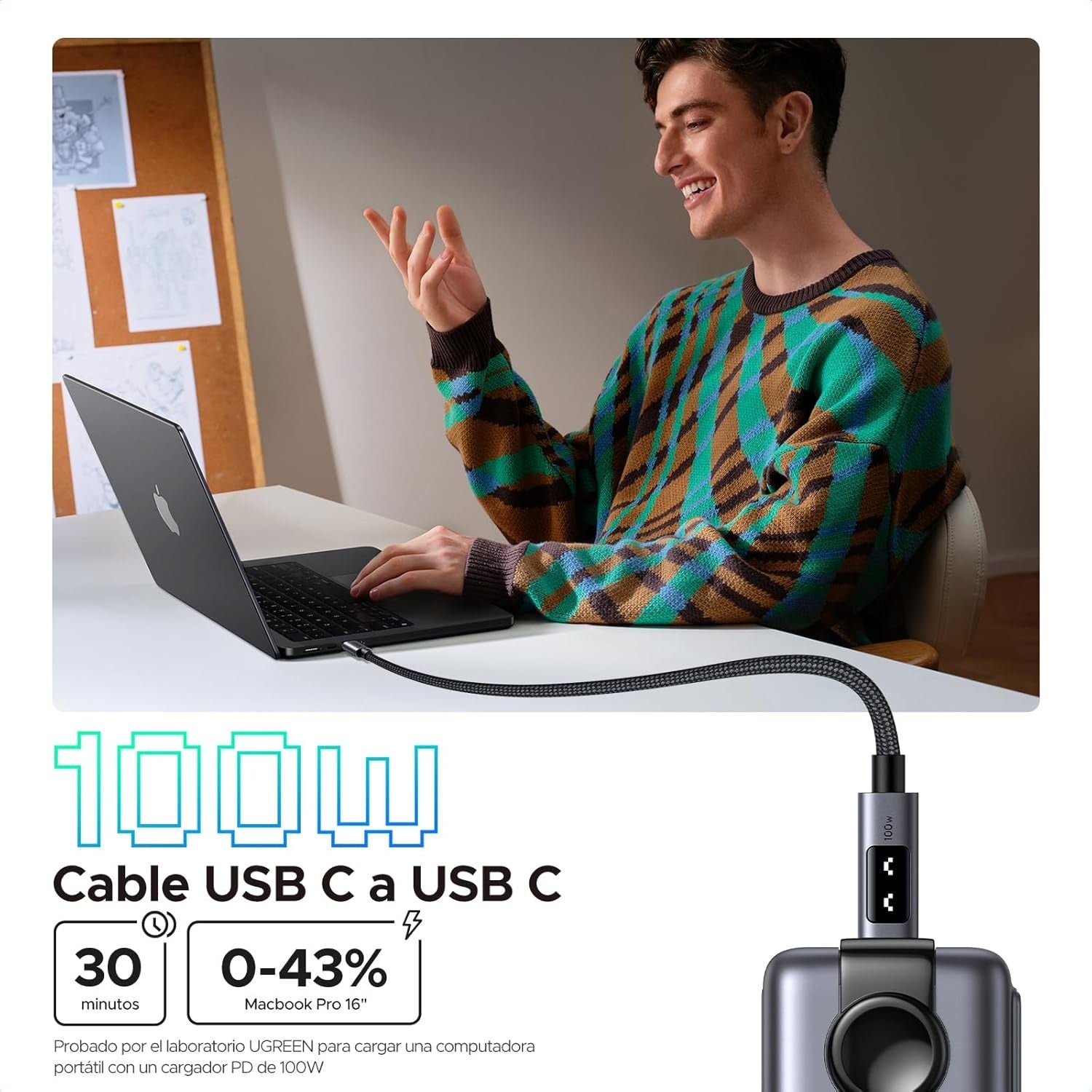 UGreen Uno Cable Carga Rapida USB-C PD 100W