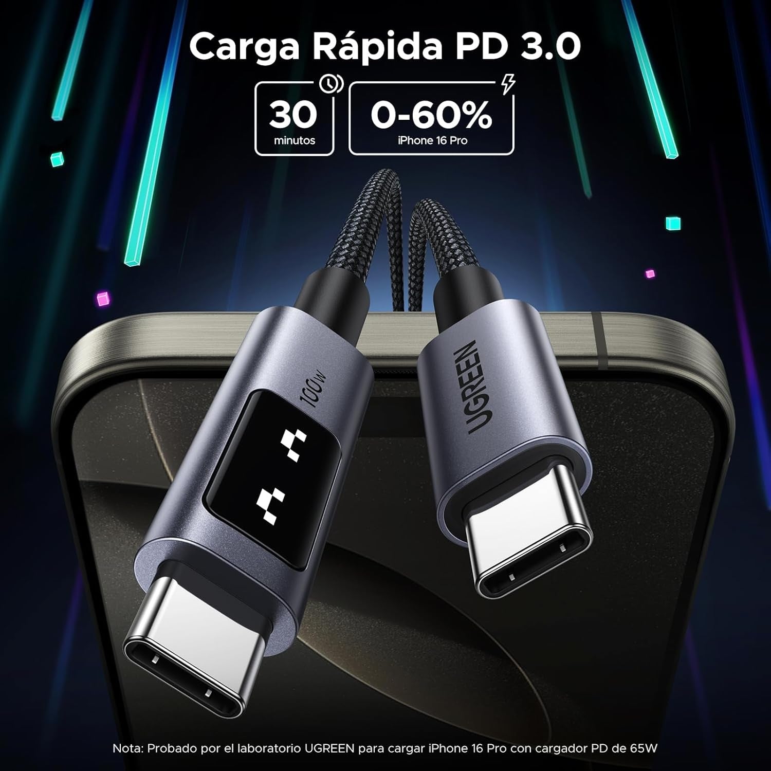 UGreen Uno Cable Carga Rapida USB-C PD 100W