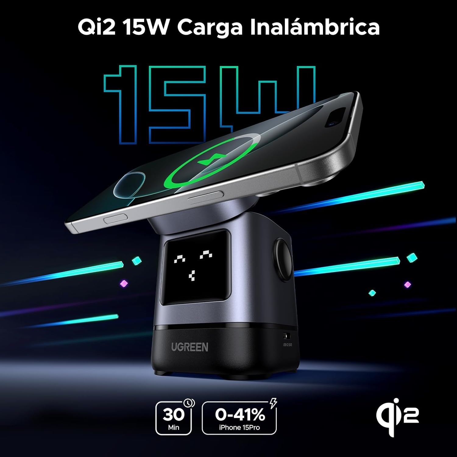 UGreen Estacion de Carga Magnetica Inalambrica 15w